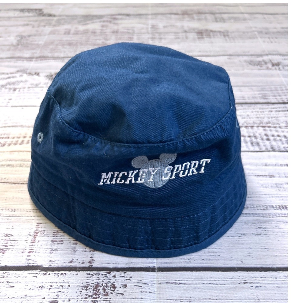 VTG Mickey For Kids Bucket Hat Girls 4-12 Blue Mickey Sport Embroidered Cotton